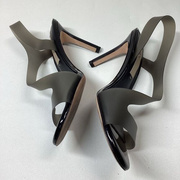 Deltan Black Clear Vinyl Open Toe Jelly Stiletto Pumps Women’s Size 8 - Picture 6 of 12